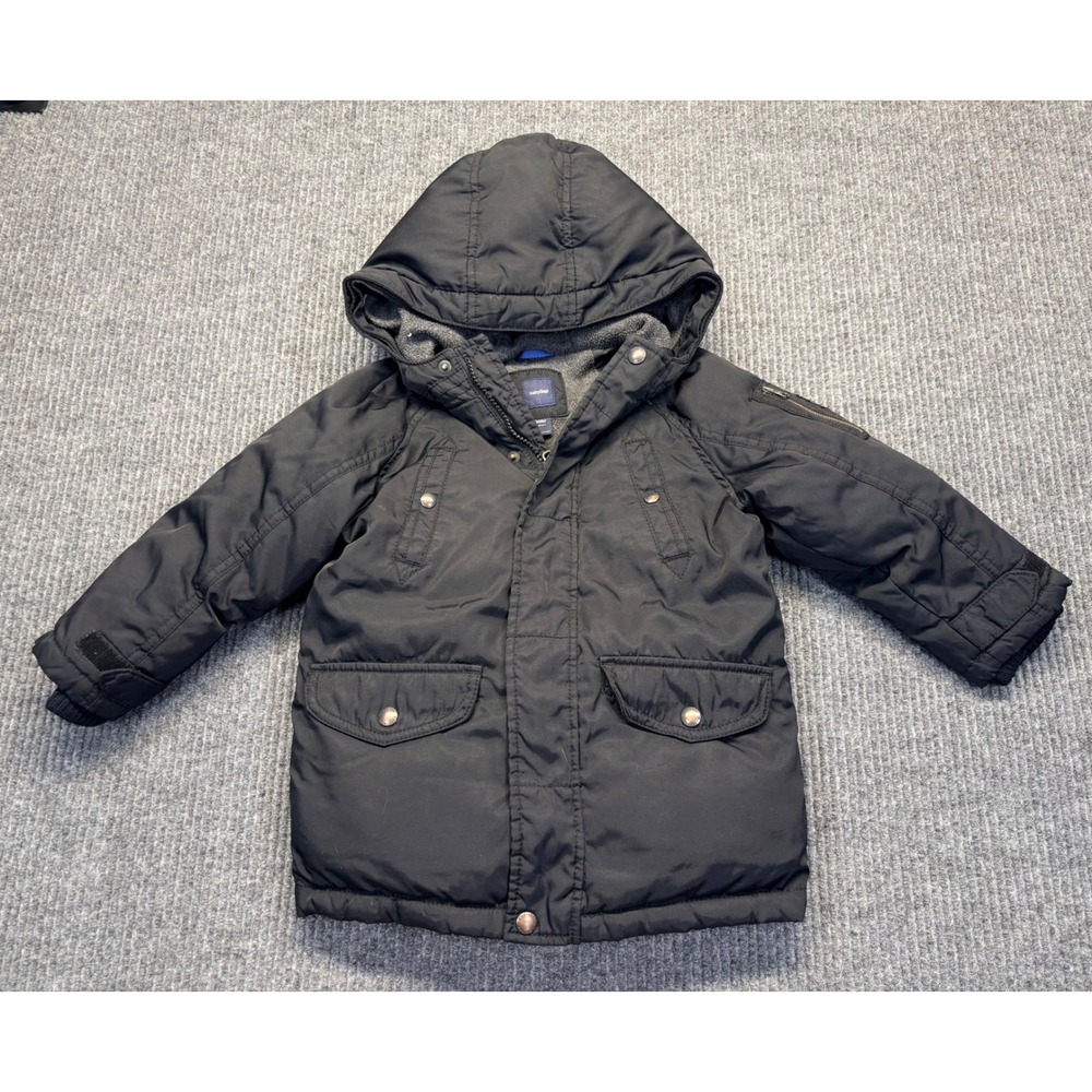 Baby Gap Toddler Boys Black Hooded Down Parka Winter Jacket Size 4T